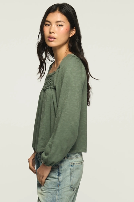 LS LACE TRIM PEASANT TOP, image 4