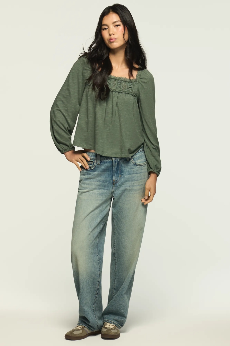LS LACE TRIM PEASANT TOP, image 5