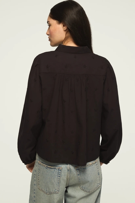 EMBROIDERED PINTUCK BUTTON UP SHIRT, image 3