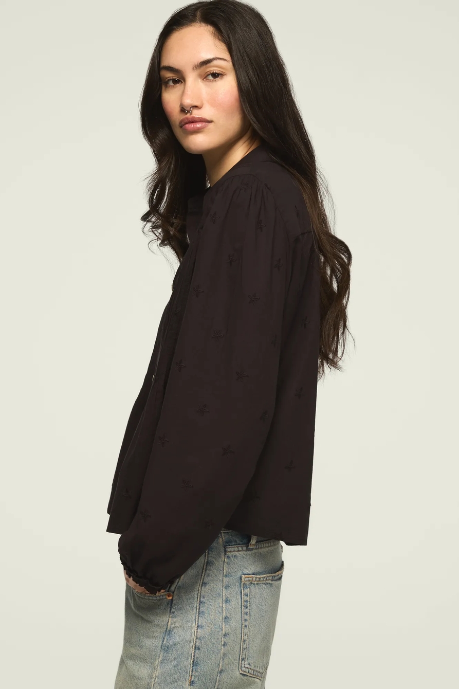 EMBROIDERED PINTUCK BUTTON UP SHIRT, image 5