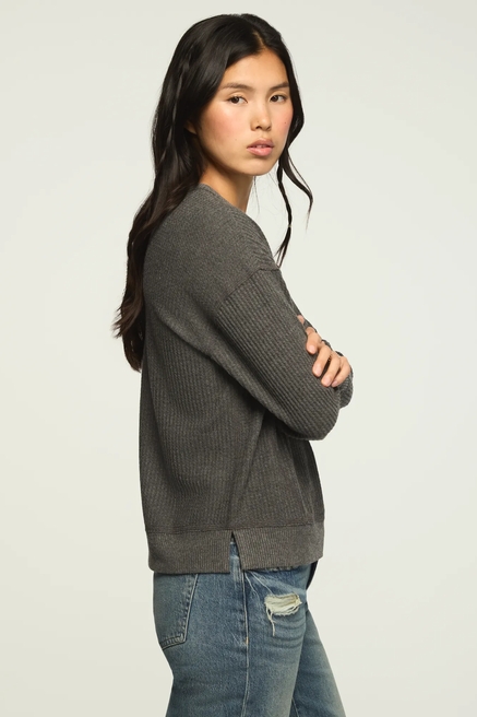 LONG SLEEVE CLOUD WAFFLE CREW TOP, image 4