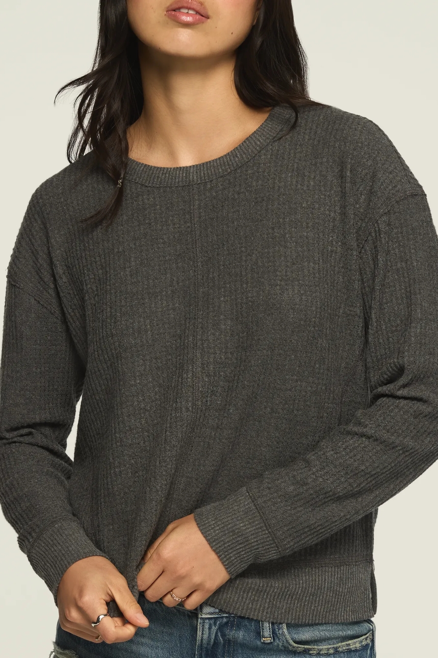 LONG SLEEVE CLOUD WAFFLE CREW TOP, image 5