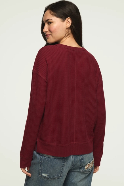 LONG SLEEVE CLOUD WAFFLE CREW TOP, image 3