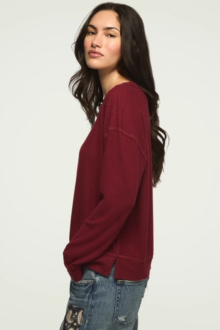 LONG SLEEVE CLOUD WAFFLE CREW TOP, image 4