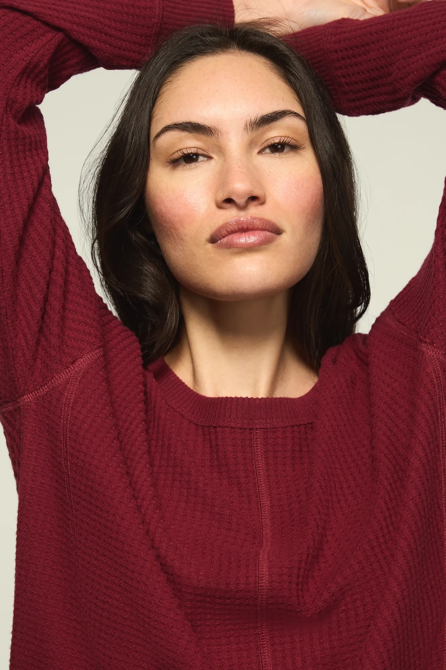 LONG SLEEVE CLOUD WAFFLE CREW TOP, image 5