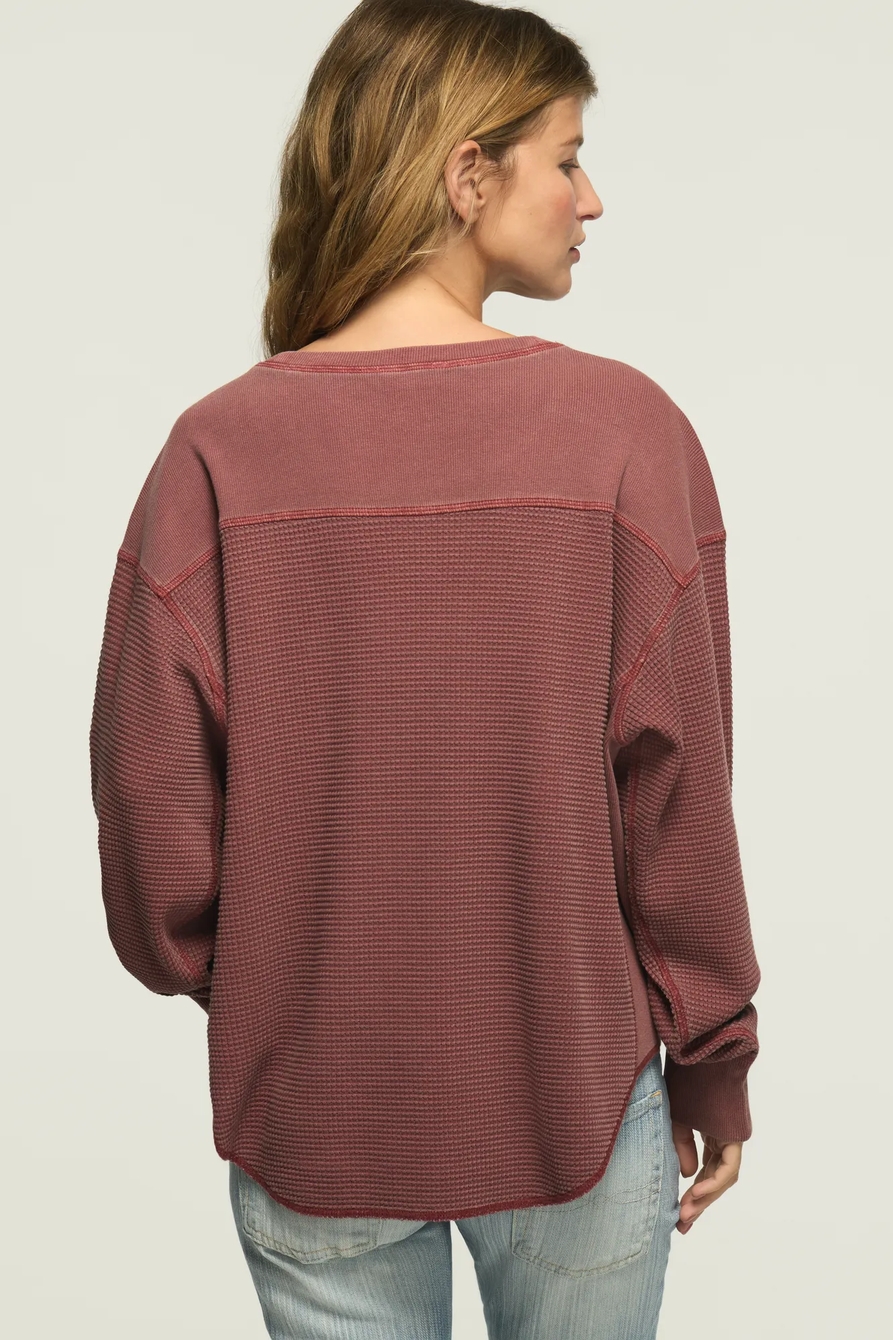 WAFFLE FABRIC MIX LS TOP, image 3