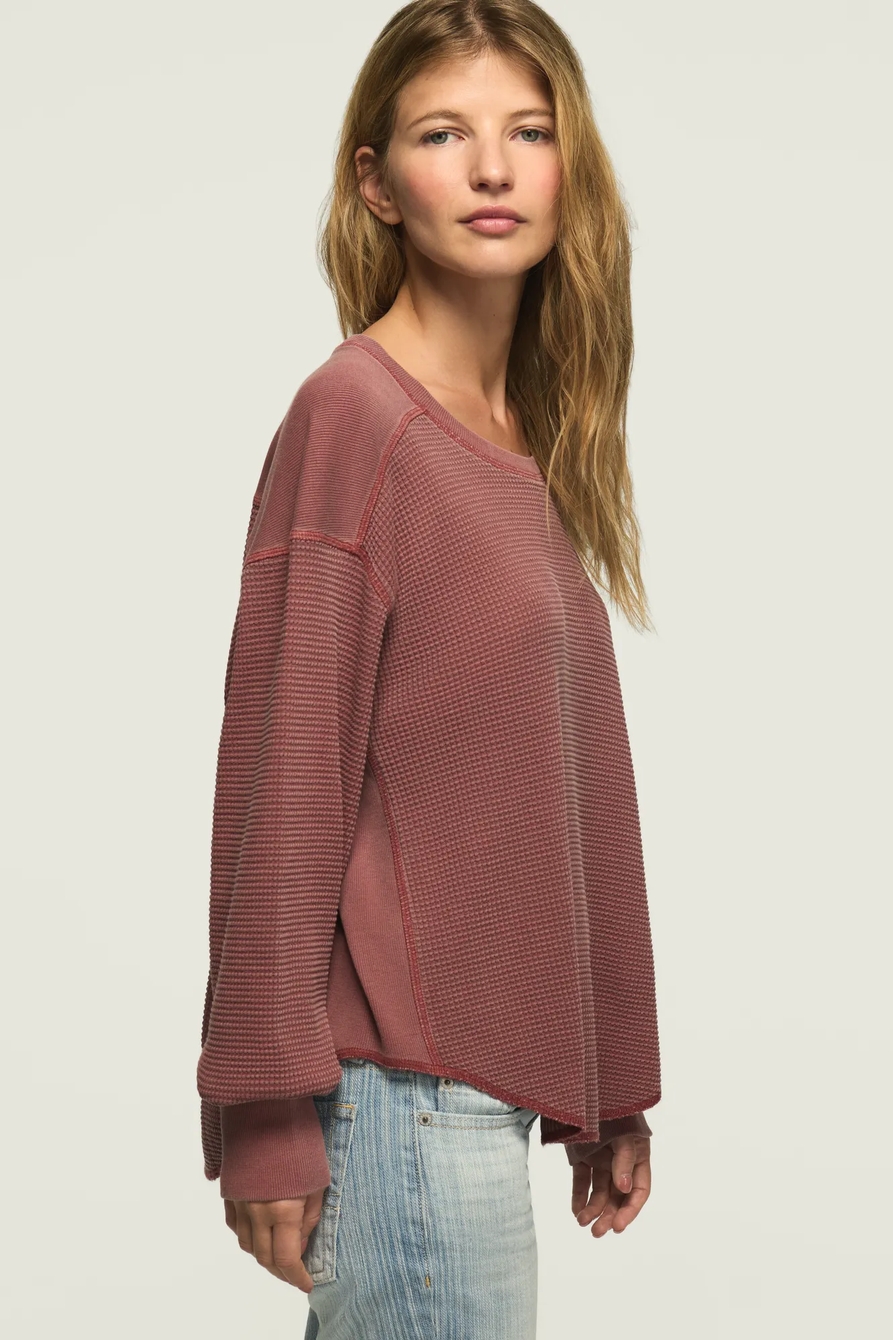 WAFFLE FABRIC MIX LS TOP, image 4