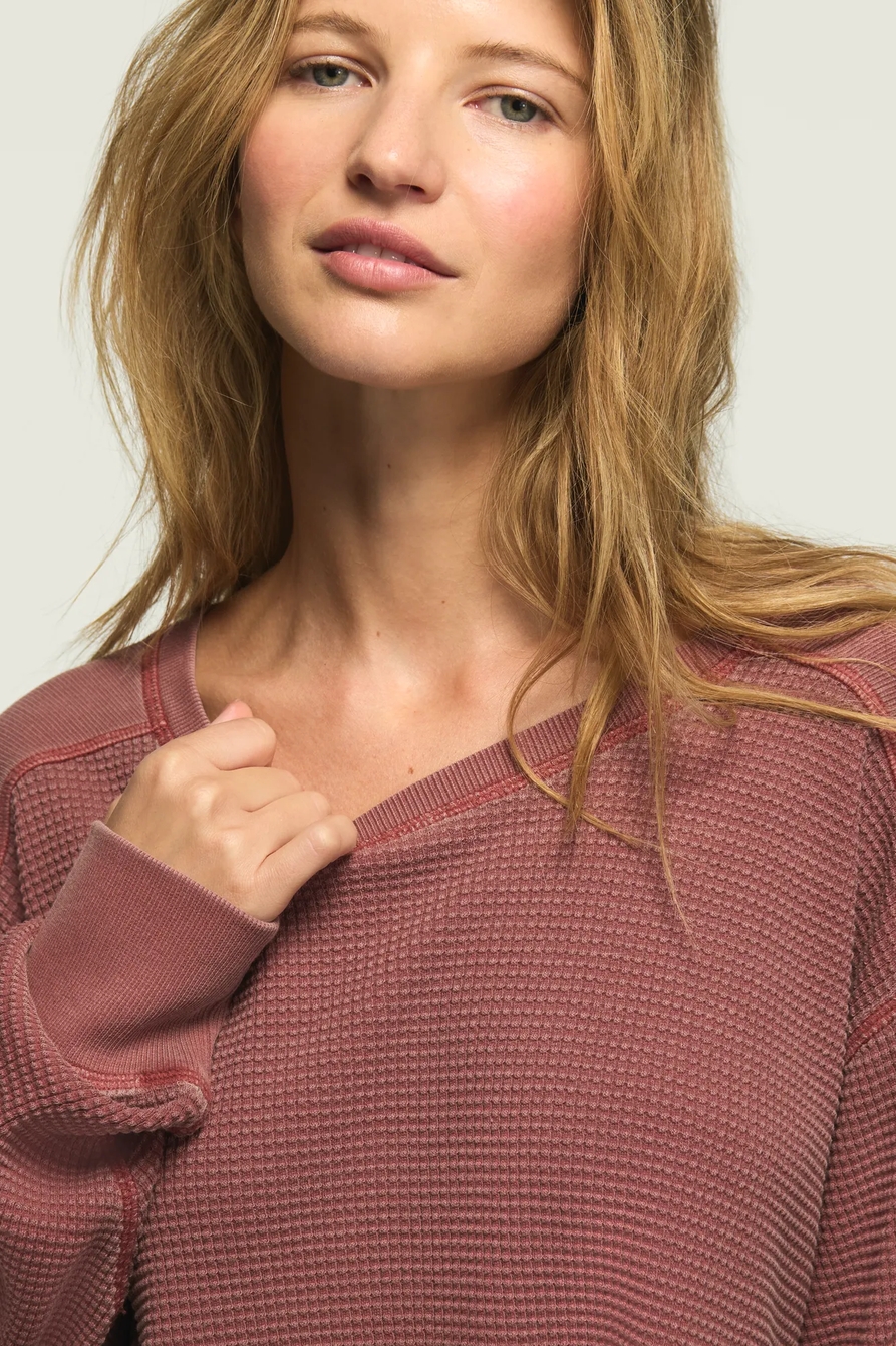 WAFFLE FABRIC MIX LS TOP, image 5