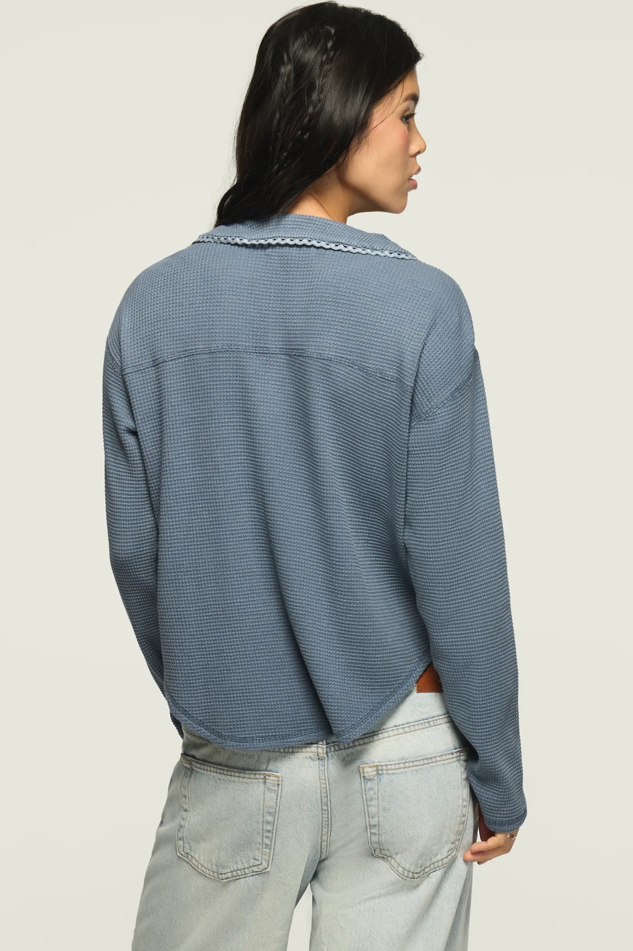WAFFLE COLLAR HENLEY TOP, image 3