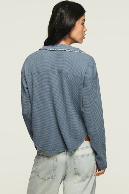 WAFFLE COLLAR HENLEY TOP, image 3