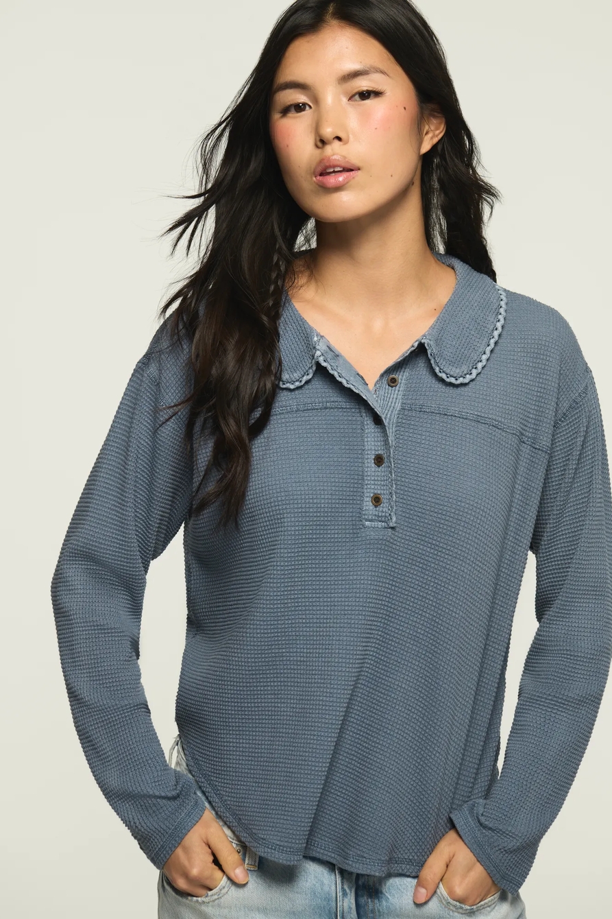 WAFFLE COLLAR HENLEY TOP, image 5