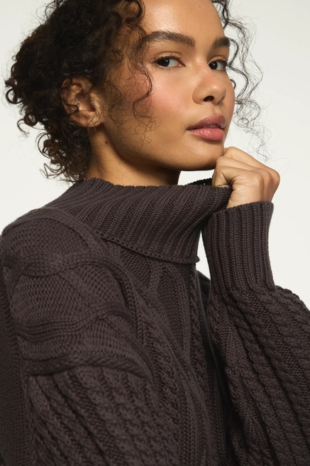 CABLE MOCK NECK SWEATER, image 1