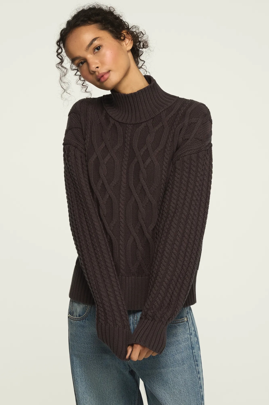 CABLE MOCK NECK SWEATER, image 2