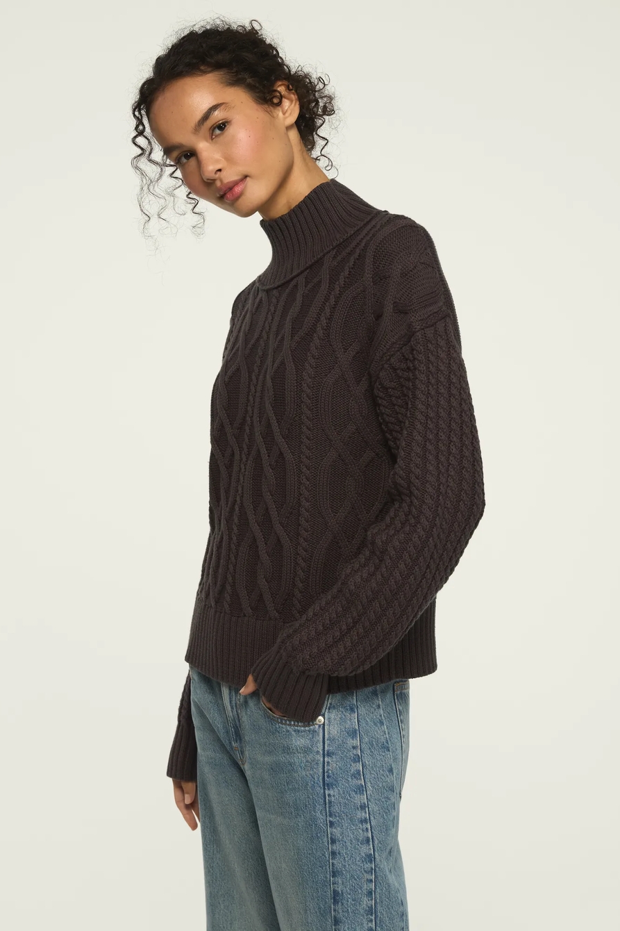 CABLE MOCK NECK SWEATER, image 4