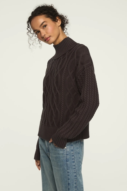 CABLE MOCK NECK SWEATER, image 4