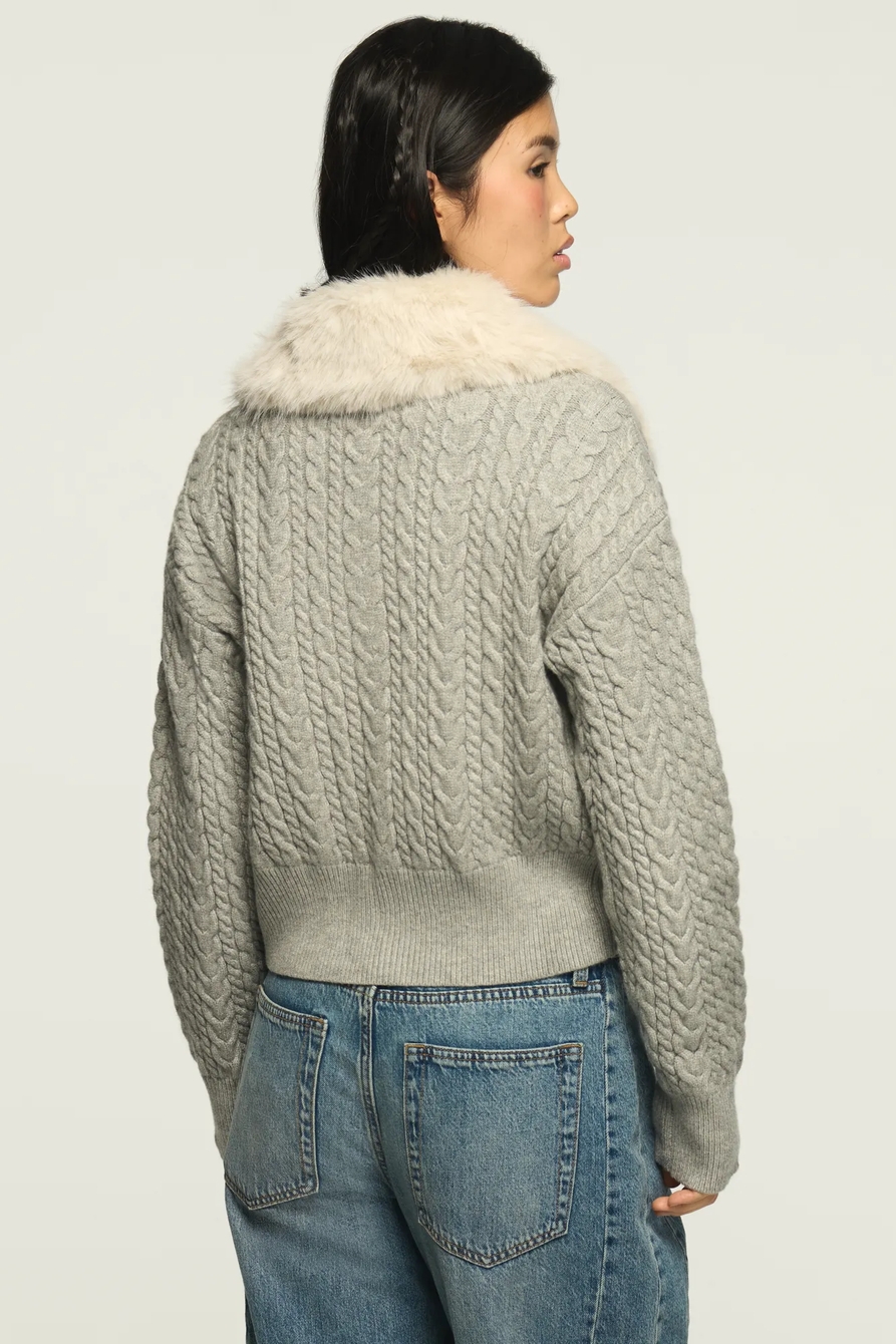 FUR COLLAR SWEATER JACKET, image 3