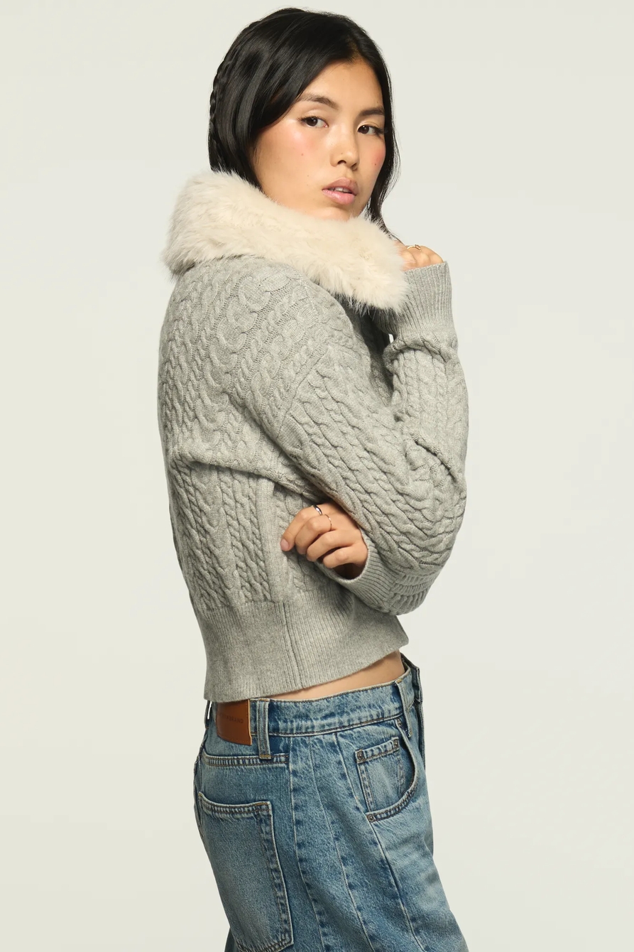 FUR COLLAR SWEATER JACKET, image 4