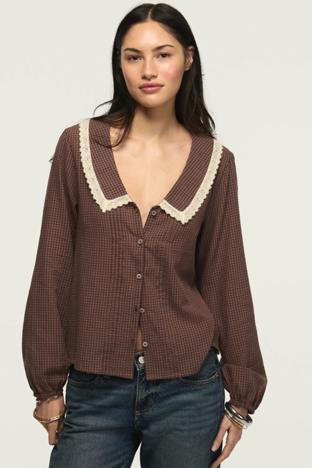 LONG SLEEVE PETER PAN COLLAR TOP, image 1