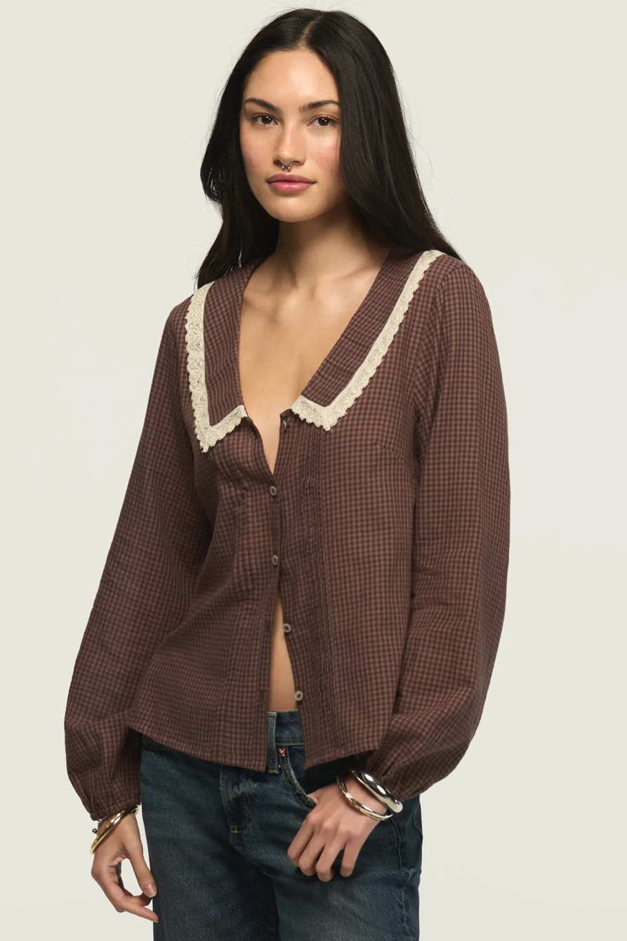 LONG SLEEVE PETER PAN COLLAR TOP, image 4