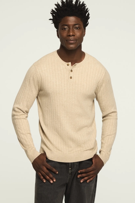 WIDE RIB HENLEY SWEATER, image 1