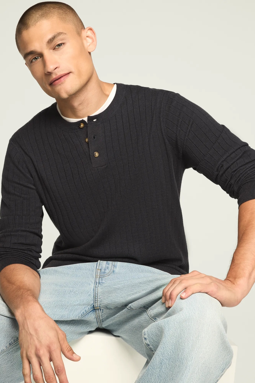 WIDE RIB HENLEY SWEATER, image 2