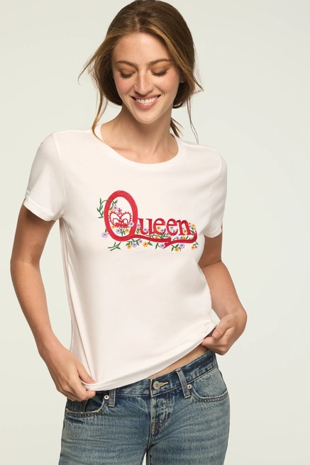 QUEEN EMBROIDERED FLORAL CLASSIC CREW, image 1
