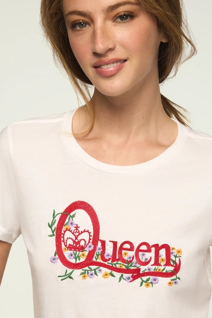 QUEEN EMBROIDERED FLORAL CLASSIC CREW, image 2