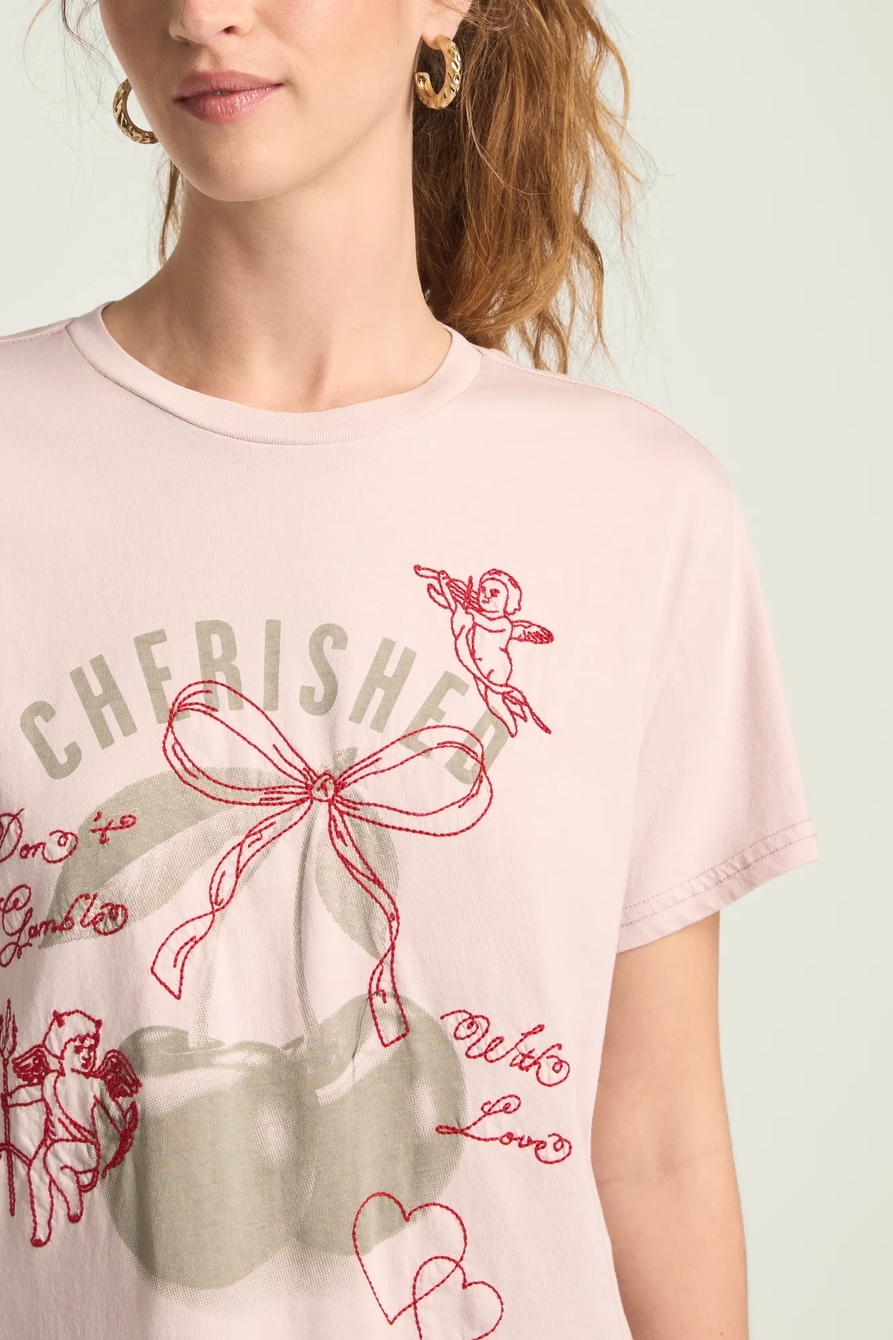 CHERISHED CHERRIES EMBROIDERD BOYFRIEND TEE, image 2