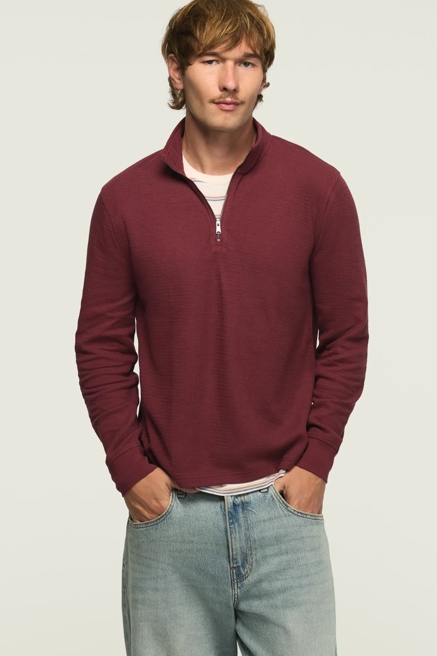1/4 ZIP TEXTURED PULLOVER, image 1