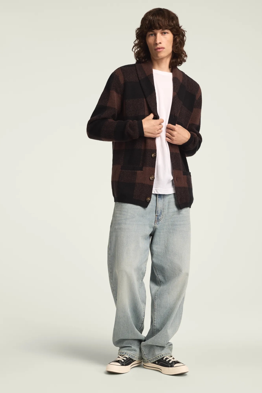 BUFFALO CHECK SHAWL COLLAR CARDIGAN, image 2