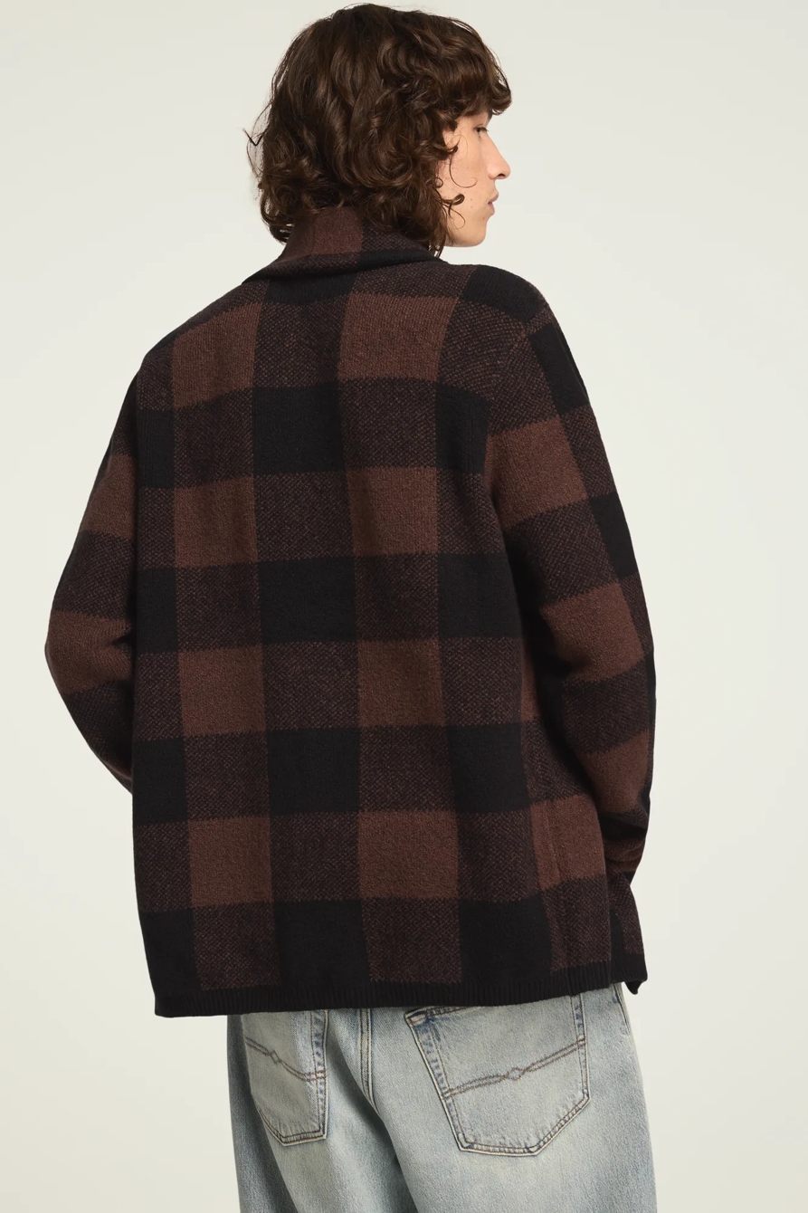 BUFFALO CHECK SHAWL COLLAR CARDIGAN, image 3