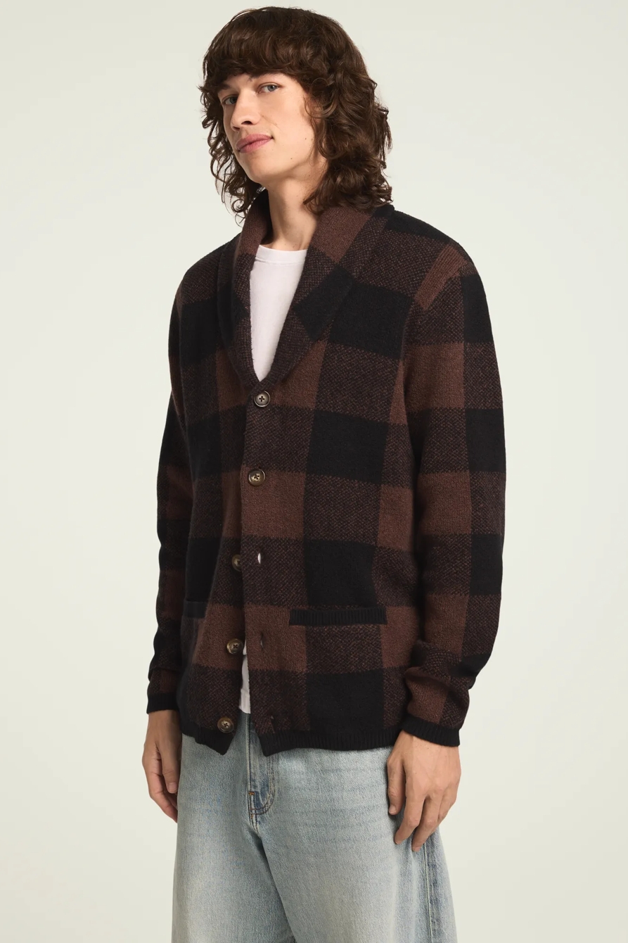BUFFALO CHECK SHAWL COLLAR CARDIGAN, image 4