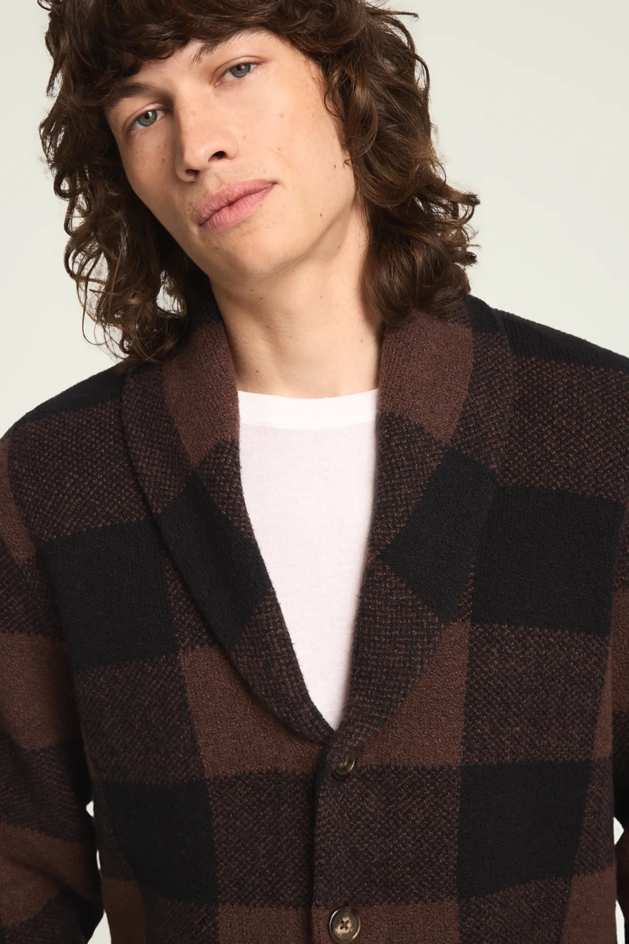 BUFFALO CHECK SHAWL COLLAR CARDIGAN, image 5