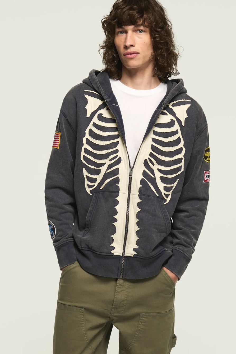 LUCKY BRAND X VANSON SKELETON FULL ZIP HOODIE, image 1