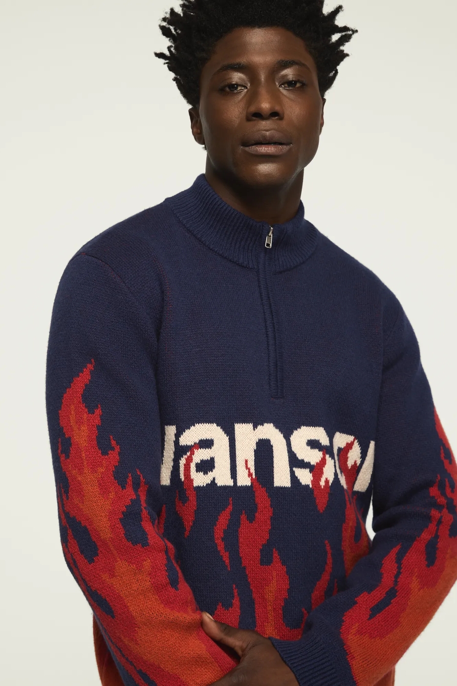 LUCKY BRAND X VANSON QUARTER ZIP FLAME SWEATER, image 2