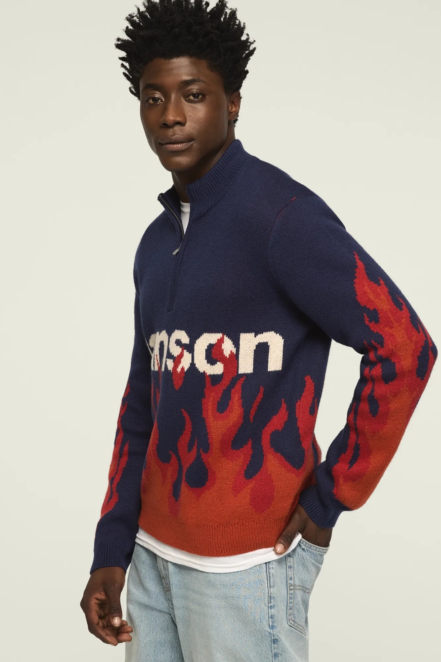LUCKY BRAND X VANSON QUARTER ZIP FLAME SWEATER, image 4