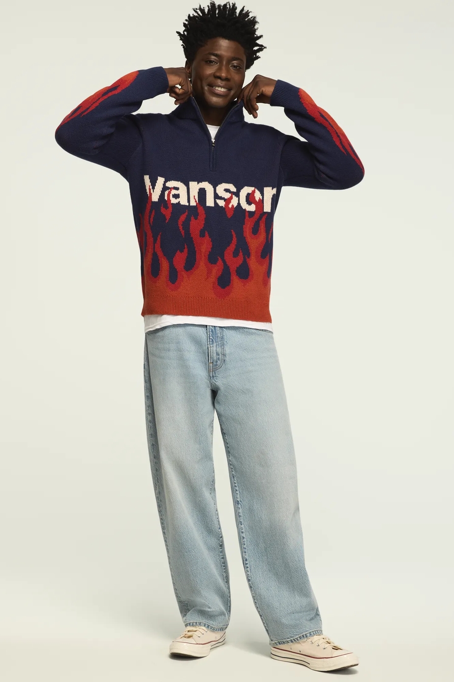 LUCKY BRAND X VANSON QUARTER ZIP FLAME SWEATER, image 5