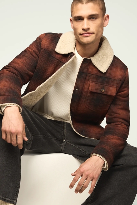 SHERPA LINED PLAID JACKET, image 1