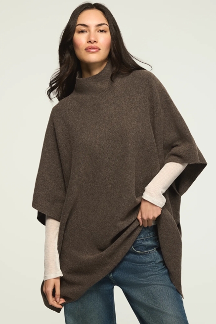 MOCK NECK PONCHO SWEATER, image 1