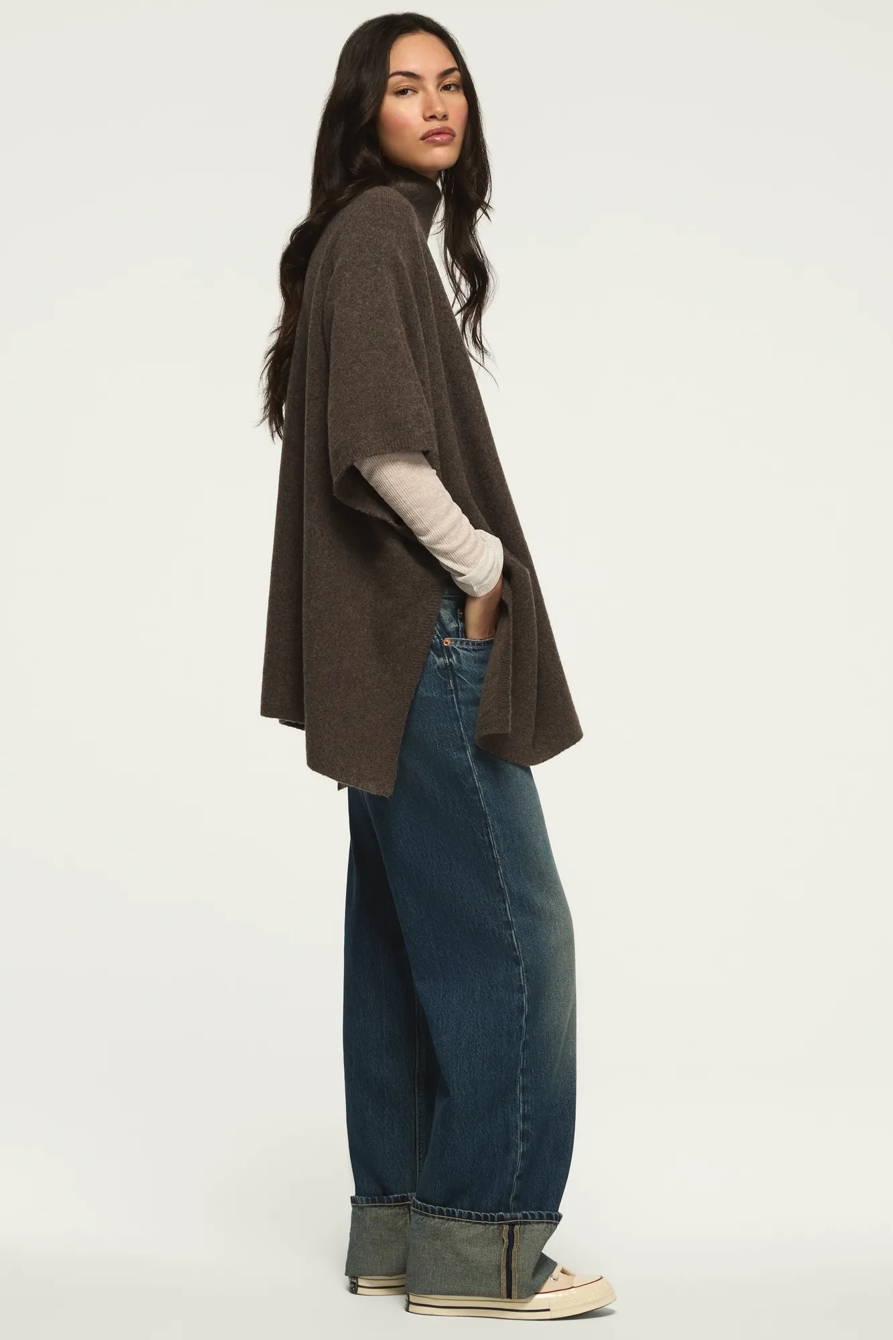 MOCK NECK PONCHO SWEATER, image 2