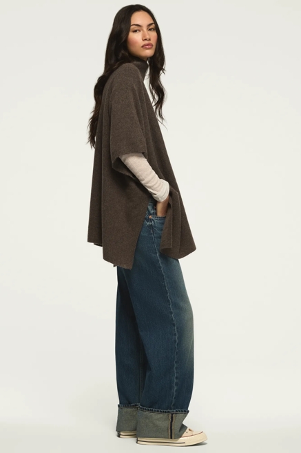 MOCK NECK PONCHO SWEATER, image 2