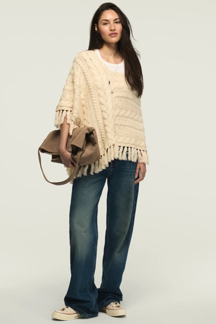 CABLE PONCHO SWEATER, image 1