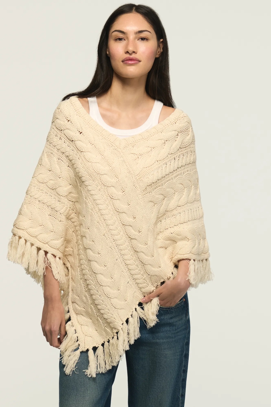 CABLE PONCHO SWEATER, image 2