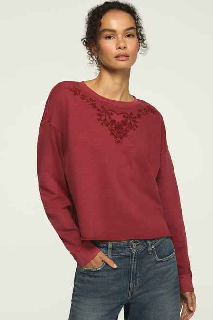 EMBROIDERED HEART CREWNECK, image 1