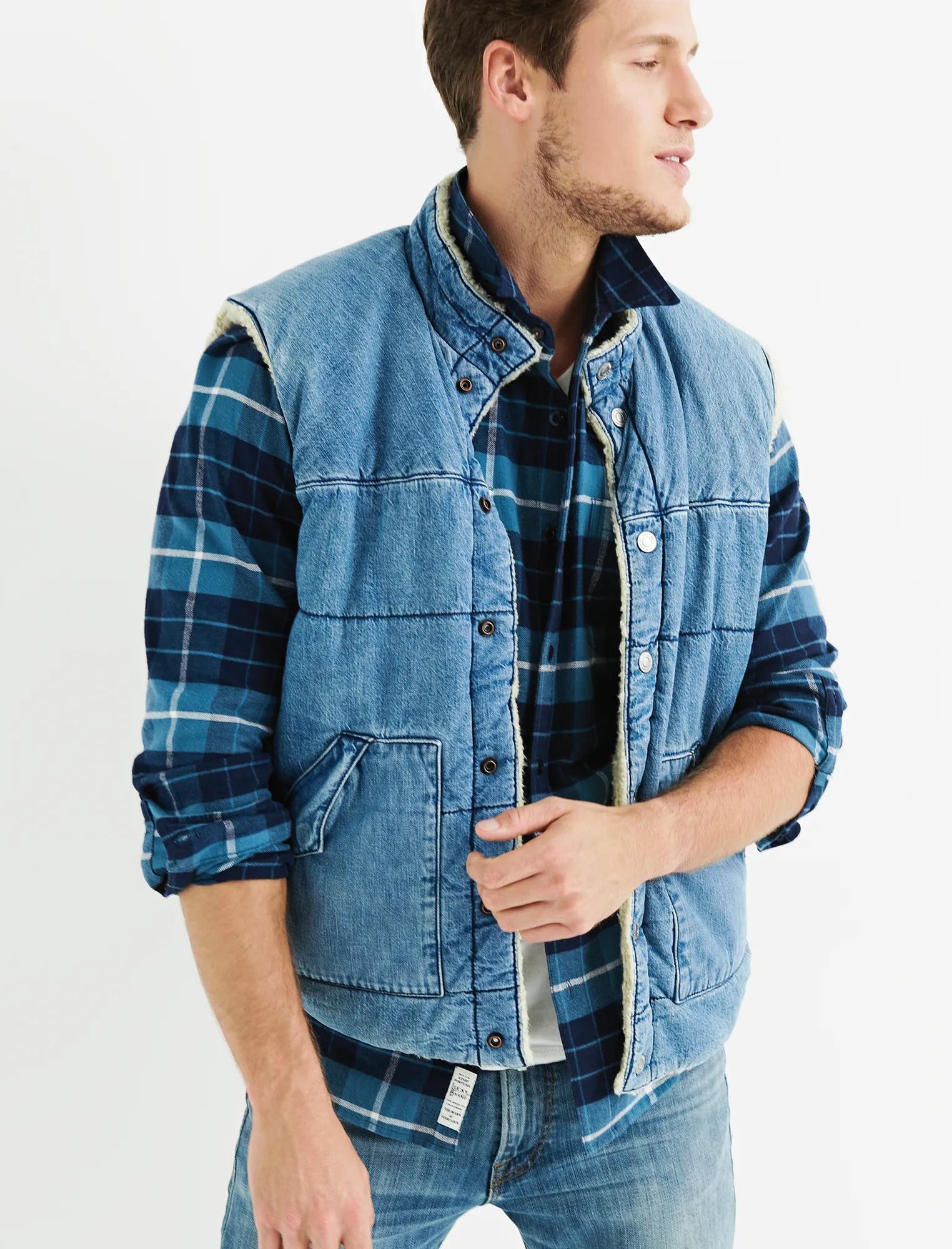 DENIM SHERPA VEST, image 1