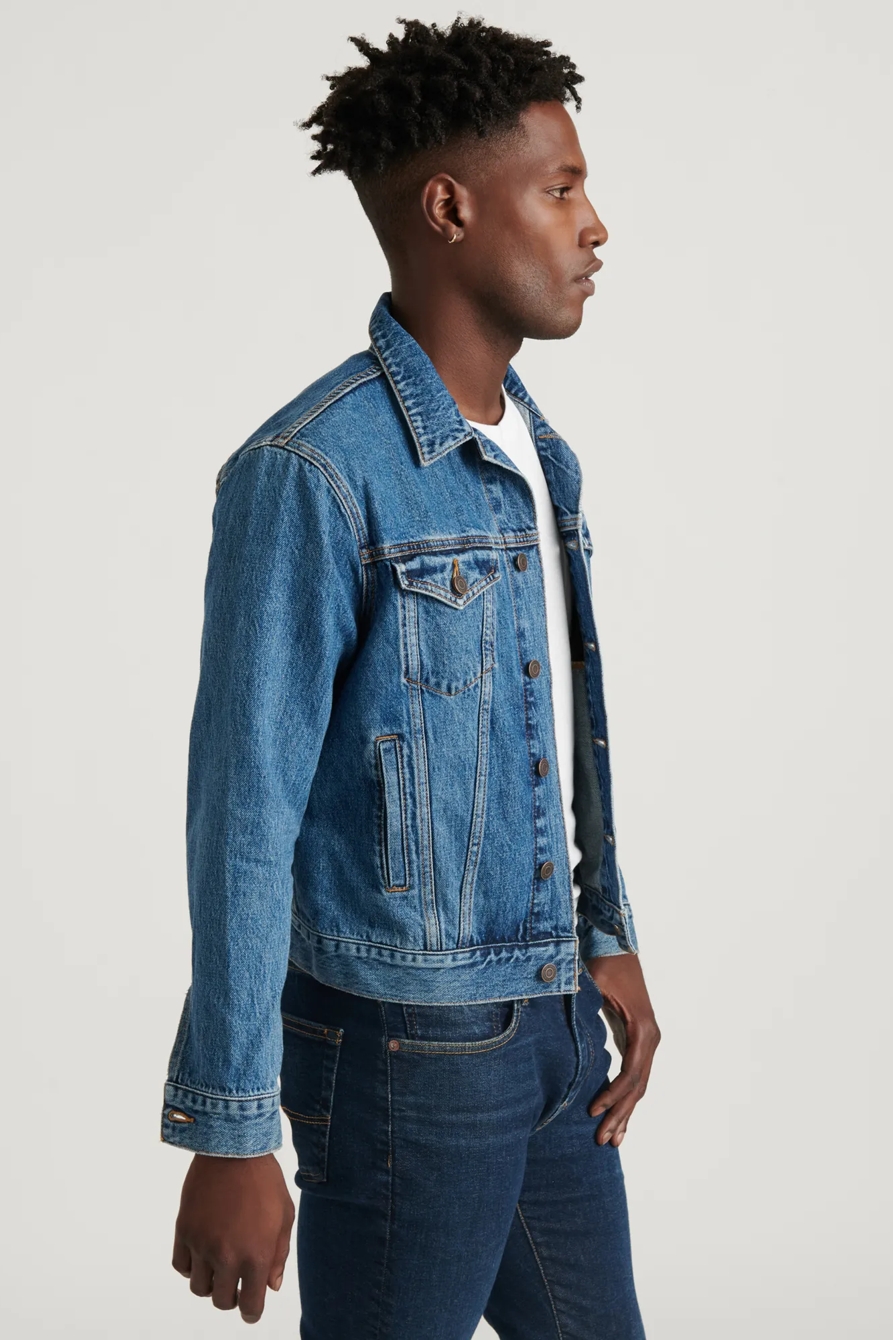 DARK BLUE TENCEL TRUCKER JACKET, image 3