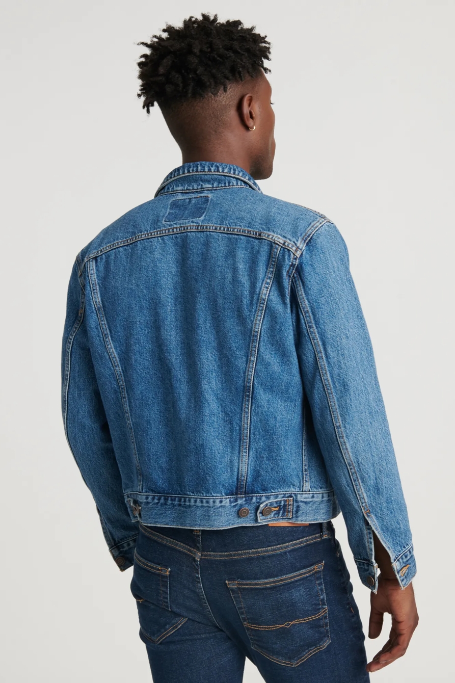 DARK BLUE TENCEL TRUCKER JACKET, image 4