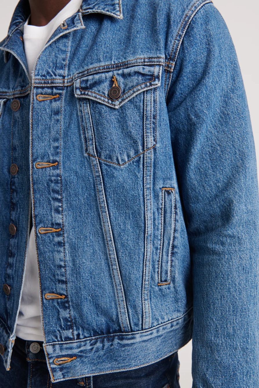 DARK BLUE TENCEL TRUCKER JACKET, image 5
