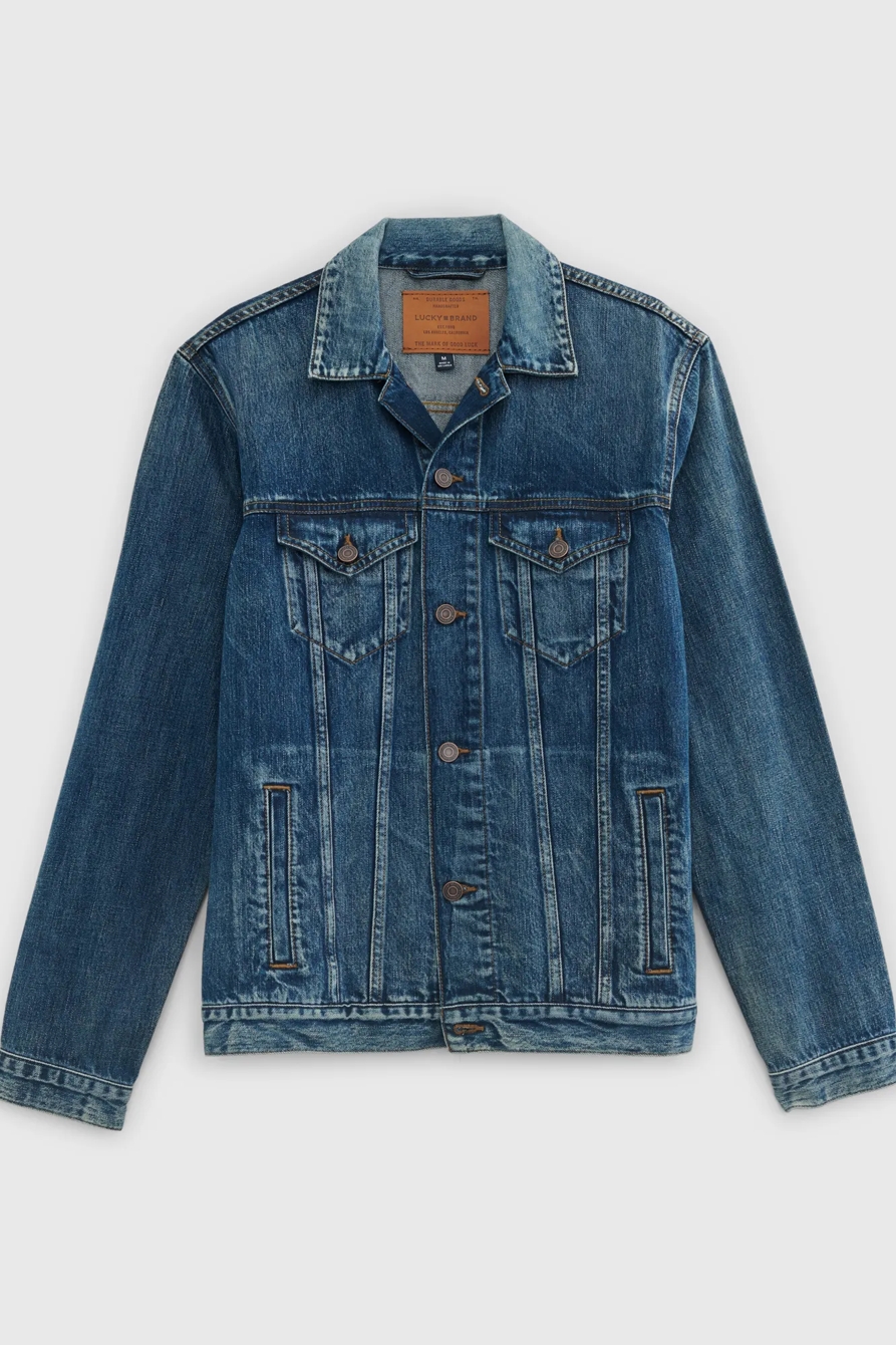 DARK BLUE TENCEL TRUCKER JACKET, image 6