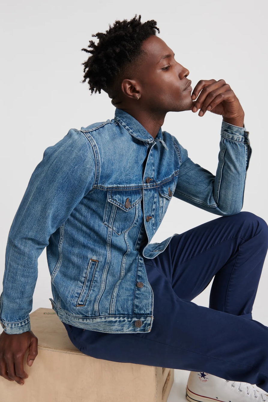 MEDIUM BLUE TENCEL TRUCKER JACKET, image 3